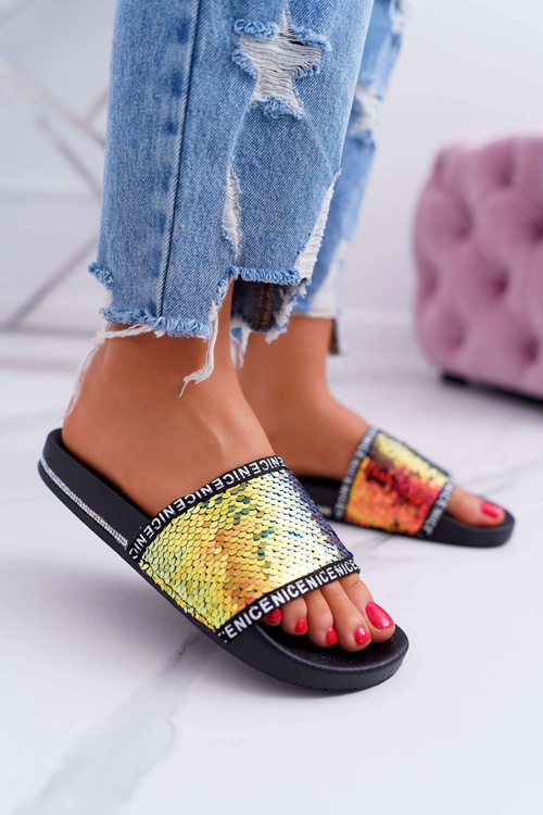 Dámské žabky duhově Gold Nice