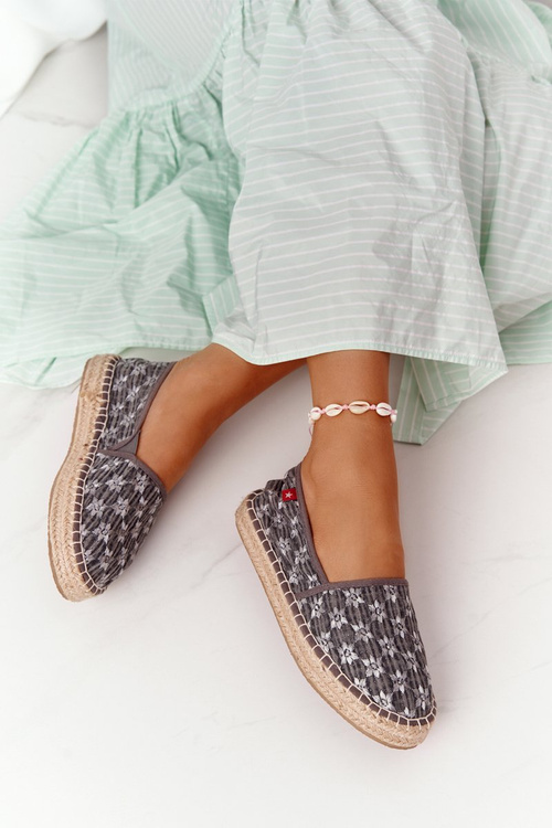 Espadrilles na spletenej platforme veľká hviezda AA274680 Gray