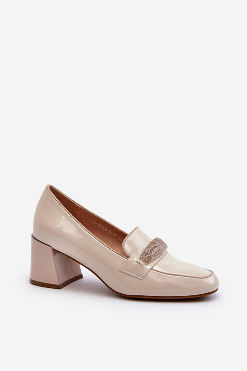 Lakýrované lodičky na podpatku béžové Felicijana