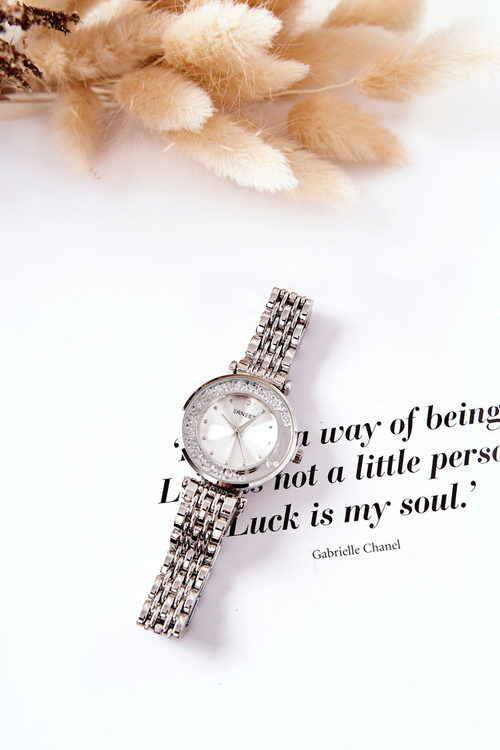 Dámske hodinky na náramku s zirkónmi Ernest Srebry