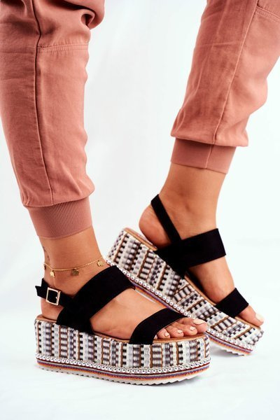 Dámske sandále na platforme čierne Sandy