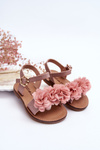 Módne detské sandále s kvetmi ružové polysy