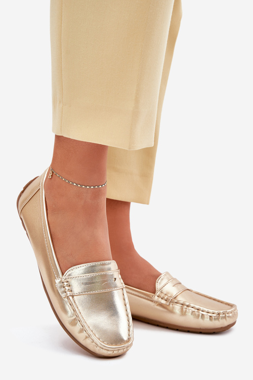 Dámské Eko Kožené Mokasíny Zlaté Lenvie