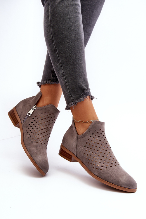 Nízké šedé dámské botky na ploché podrážce Janetris