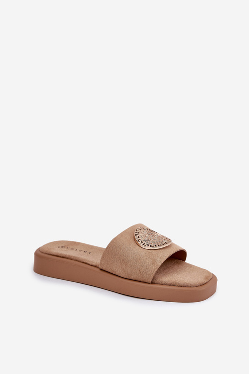 Dámske sandále so zlatou ozdobou béžové Kaliora