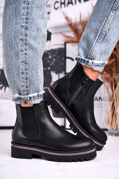 Dámské kotníkové boty pérka černé Stiletto