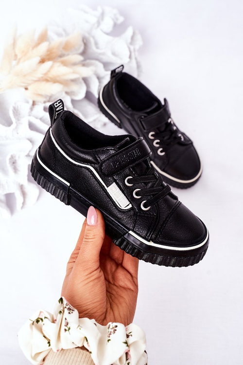 Dětské Kožené Tenisky Se Suchým Zipem BIG STAR HH374029 Černé