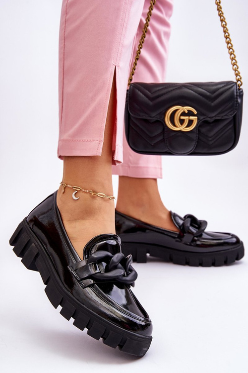 Dámské Lakované mokasíny na platformě Černe Bennett