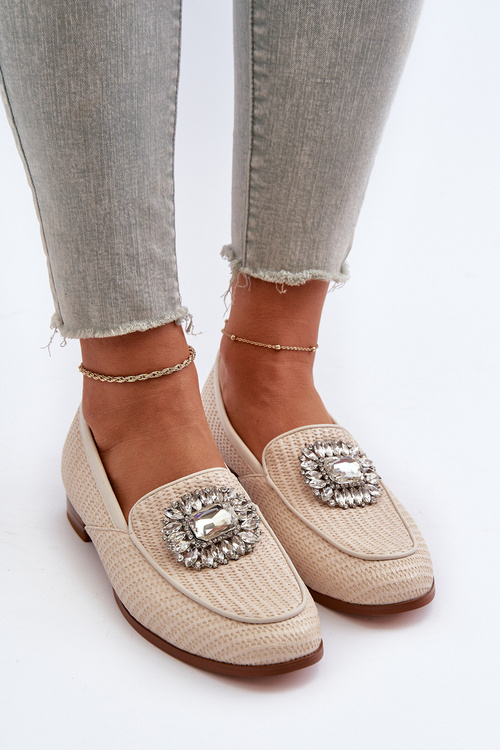 Dámske mokasíny na plochej päte s prackou béžové D&A MR38-676