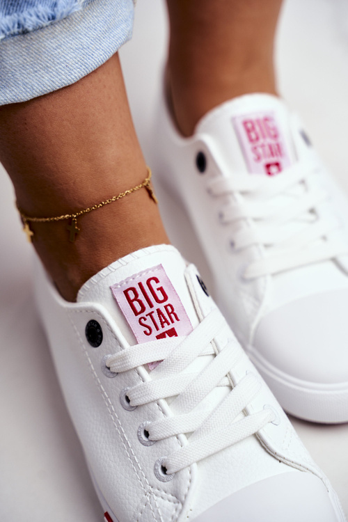 Dámske kožené tenisky Big Star GG274005 biela a červená