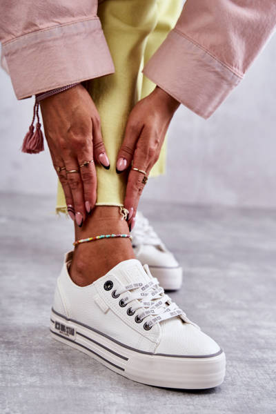 Nízka dámska veľká hviezda KK274014 Biele tenisky