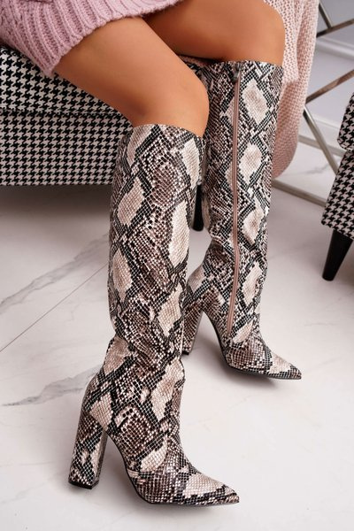 Dámske topánky na mieste, hadová koža béžová brouna