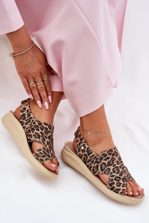 Zazoo 40392 Kožené Sandály Dámské Leopardí Hnědé