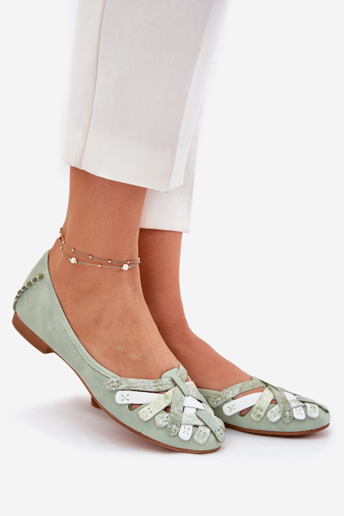 Dámské Kožené Baleríny Maciejka 01358-50 Mátové