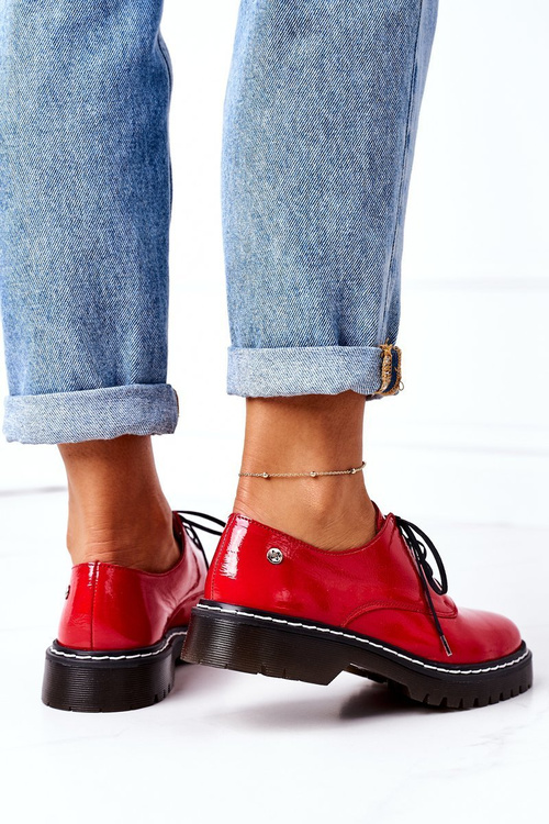 Dámske kožené topánky Oxford Maciejka 04087-08 Červená