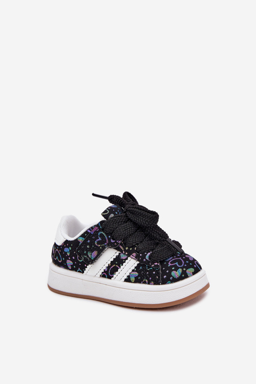 Dětské sportovní tenisky se srdíčky černé Mirelle