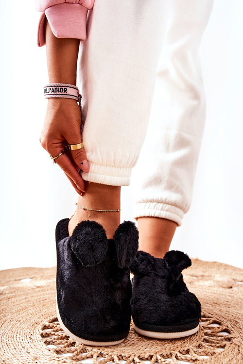 Kožešinové Pantofle S Ušima Černé Thorpe