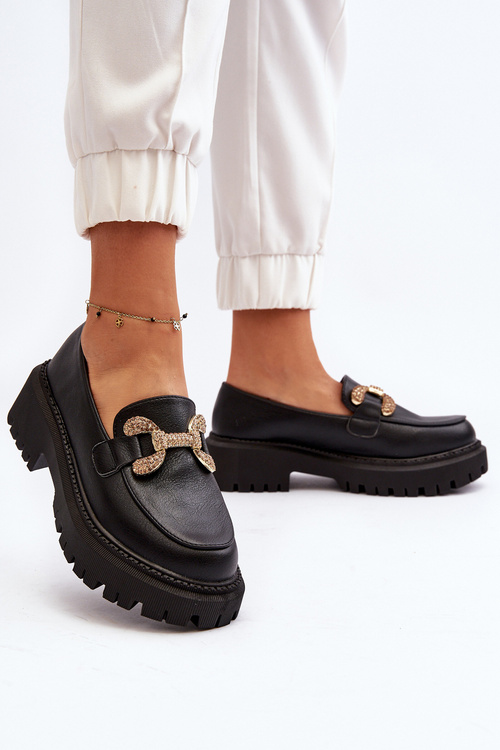 Dámské mokasíny s ozdobou Černé Gargi