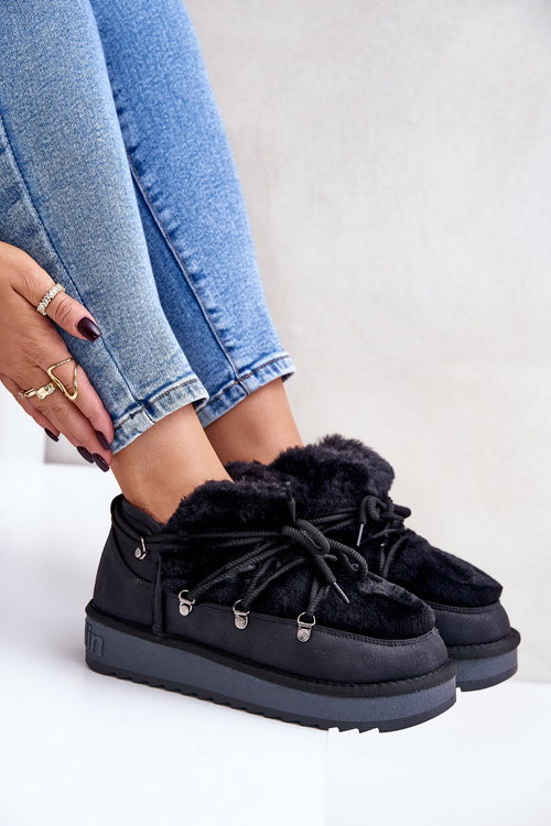 Nízké Sněhové Boty Na Platformě S Kožíškem D.Franklin Černé DFSH370011