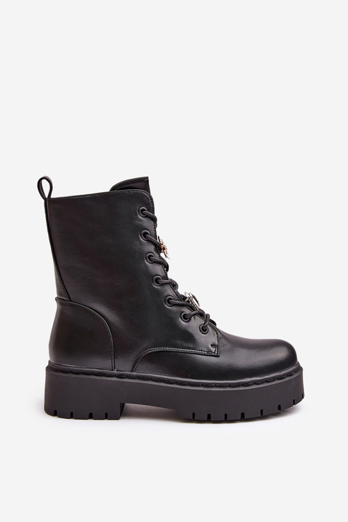 Zateplené botky workery dámske s nášivkami čierne Avorira