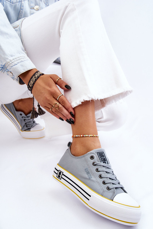 Dámske materiálové tenisky na veľkej hviezde LL274183 Svetlo modrá