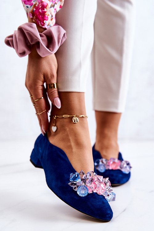 Elegantné semišové topánky s dekoráciou Navy Blue McQueen