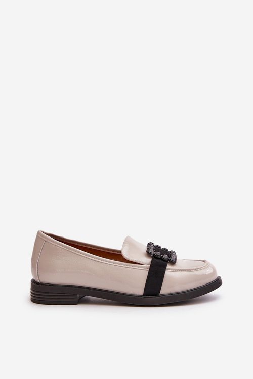 Lakované Dámske Mokasíny S Dekoráciou Svetlosivé Vinceza 58389