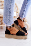 Espadrilky Sandály Na Platformě Černé Jeannie