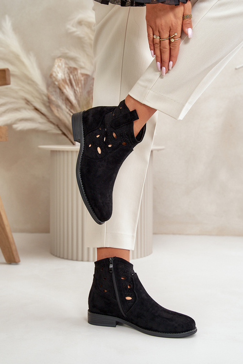 Dámské Botky S Prořezáváním Na Zip Černé S.Barski HY42-081