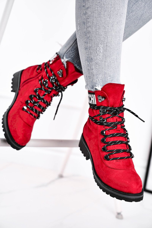 Dámské Kotníkové Boty Červené Popsi