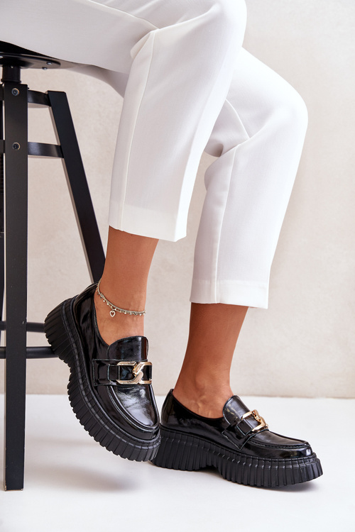 Zazoo 20176 Lakované Polobotky Mokasíny Dámské Z Přírodní Kůže Tmavě Zelené