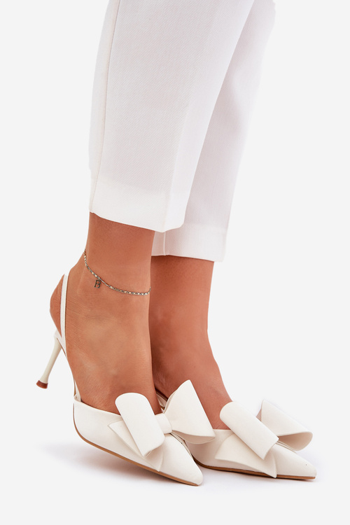 Lodičky S Odkrytými Pätami A Mašľou Ecru Eklevia