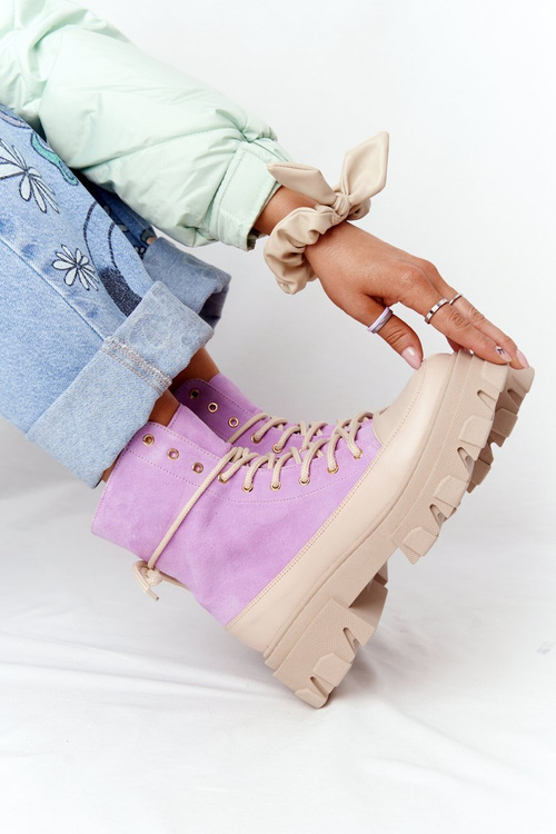 Semišové topánky lewski topánky 3007-0 fialové