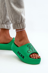Dámske peny papuče na masívnej podrážke s medveďom Zelená Lamira