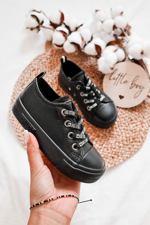 Veľká hviezda KK374061 Čierne kožené tenisky