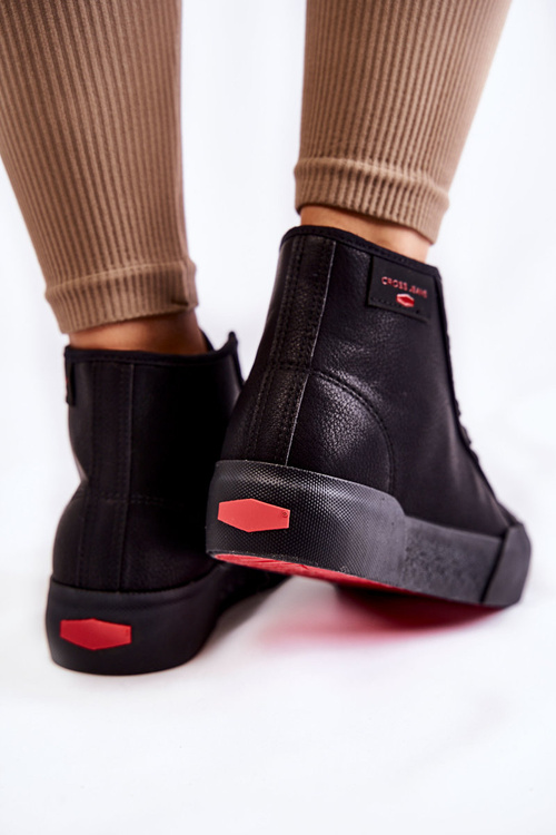 Dámske vysoké tenisky krížové džínsy KK2R4055C Čierne