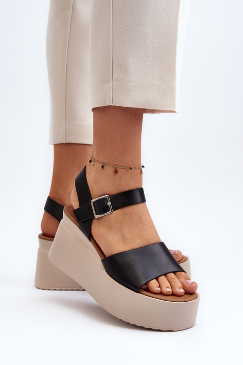 Dámské sandály na klíně černé Geferia