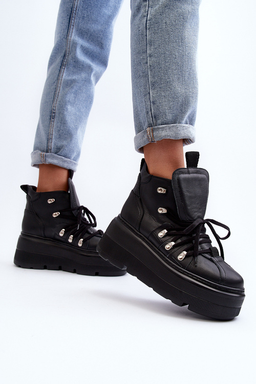 Zazoo 3416 Kožená dámska športová obuv čierna