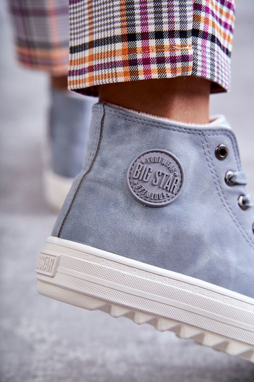 Dámské Kožené Teplé Tenisky Big Star EE274115 Světle Modré