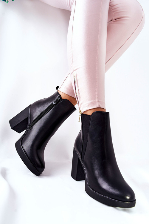 Kožené Kotníkové Boty černě Linari