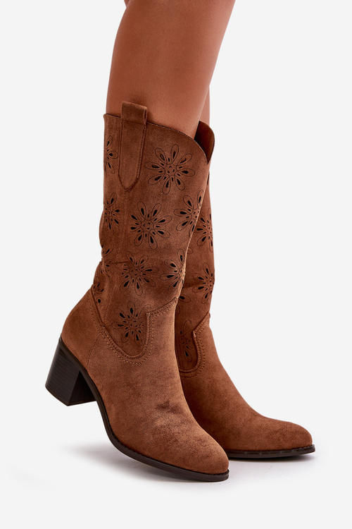 Dámské Prodyšné Kozáky Do Poloviny Lýtka Z Eko Semiše Hnědé Nevilos