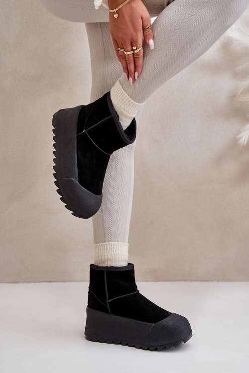 Zateplené semišové snehule na platforme Big Star OO274A213 čierne