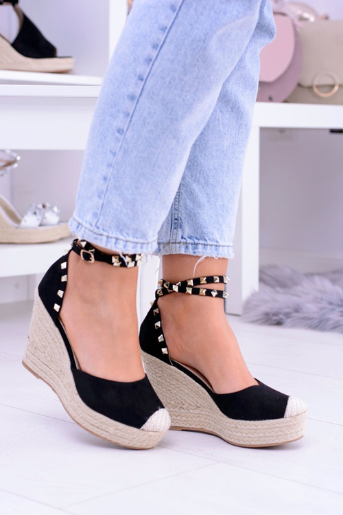 Dámske čierne sandále pre Espadrilles Aude