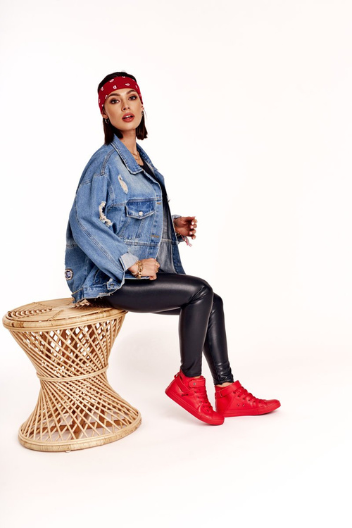 Dámské Kožené Vysoké Tenisky BIG STAR V274529 Červené