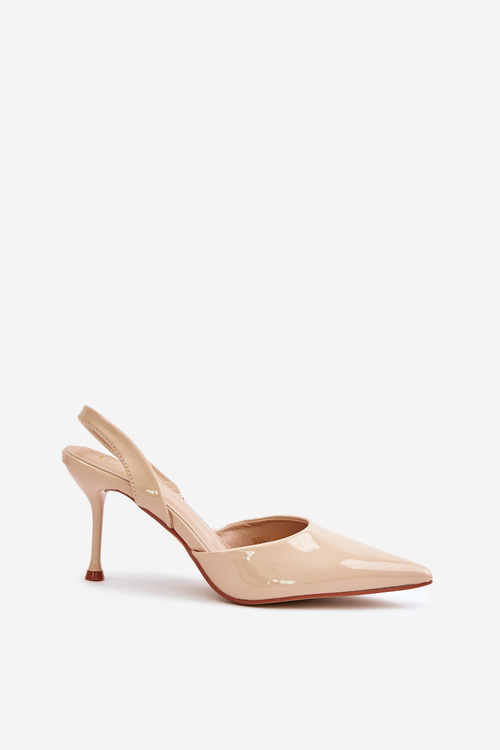 Lakované Lodičky S Otevřenou Patou Béžové Emmizola