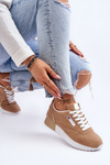 Merida Beige Leather Laced Sports topánky na platforme