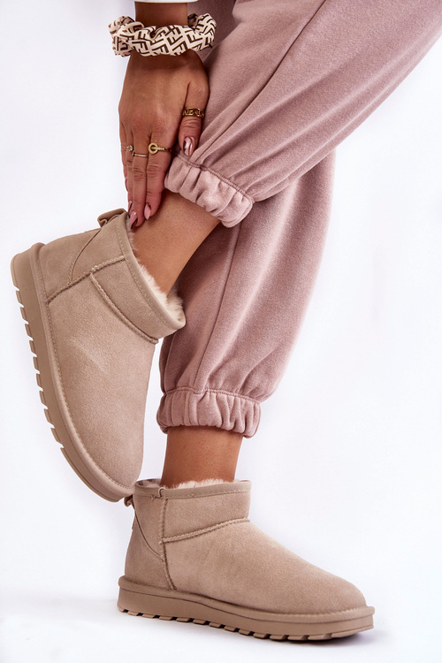 Dámsky semišový nízky snehový topánky, ľahká béžová shelie