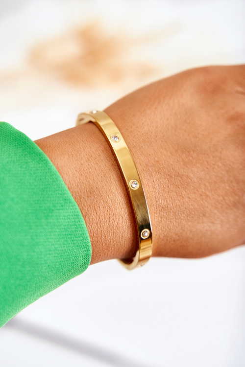 Ocelový Náramek S Kubickým Zirkonem Zlatý Lauren