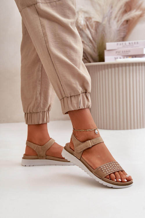 Pohodlné a lehké dámské sandály na suchý zip Inblu CN000041 béžovo-zlaté