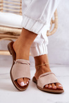 Suede Flip -flops Lewski Shoes 3047 Béžová